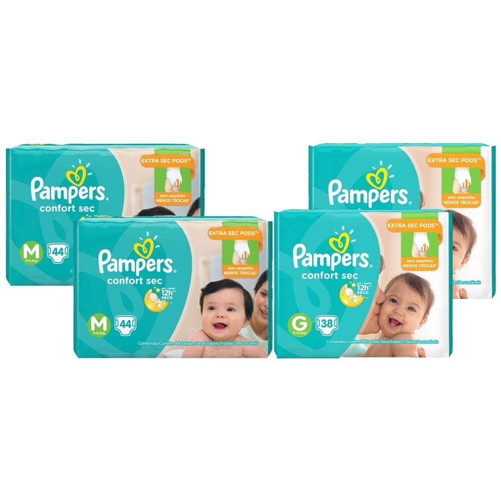 Kit Fralda Pampers Confort Sec Mega P Unidades Black Friday