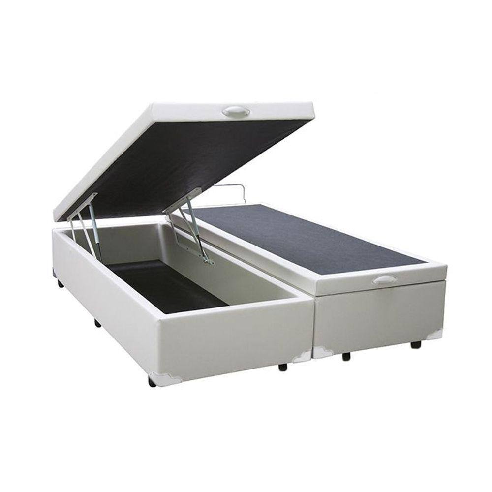 Base Cama Box Bau Bipartido Casal Corino Branco X X Branco Black