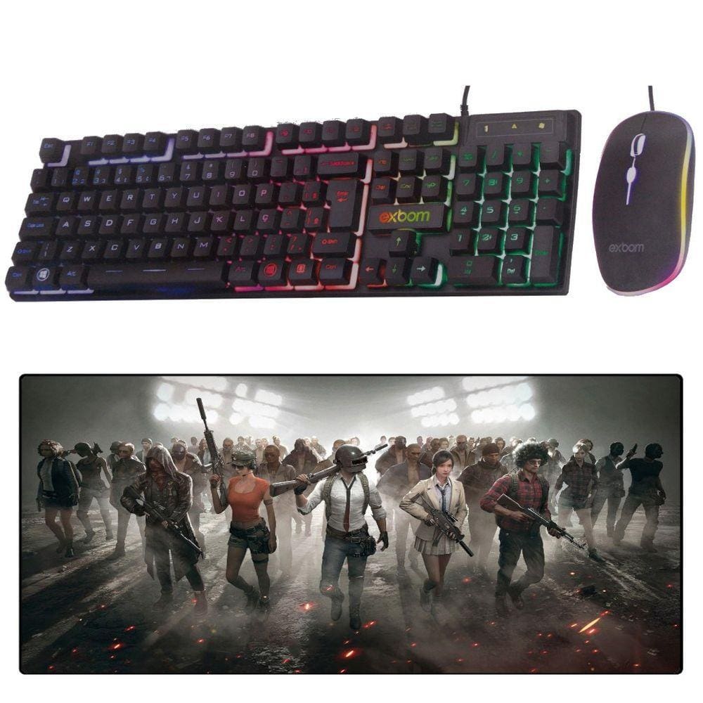 Kit Gamer Teclado E Mouse Bk G Led Rgb Em Metal Abnt Brinde Mouse