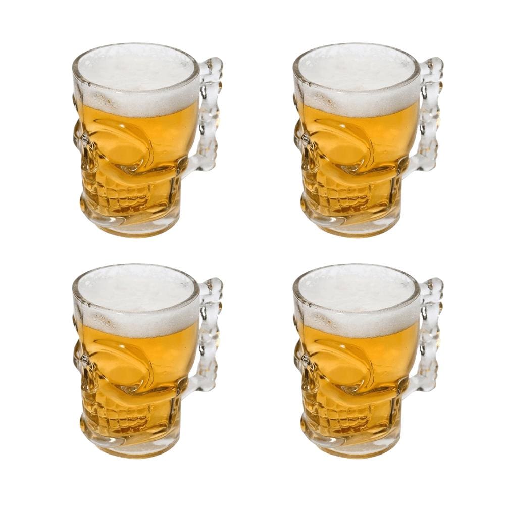 Caneca Copo Caveira Viking Chopp Cerveja Em Vidro Transparente Cranio