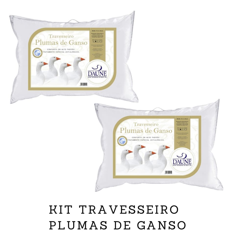 KIT TRAVESSEIRO PENAS DE GANSO 50X70 2 PCS Casas Bahia