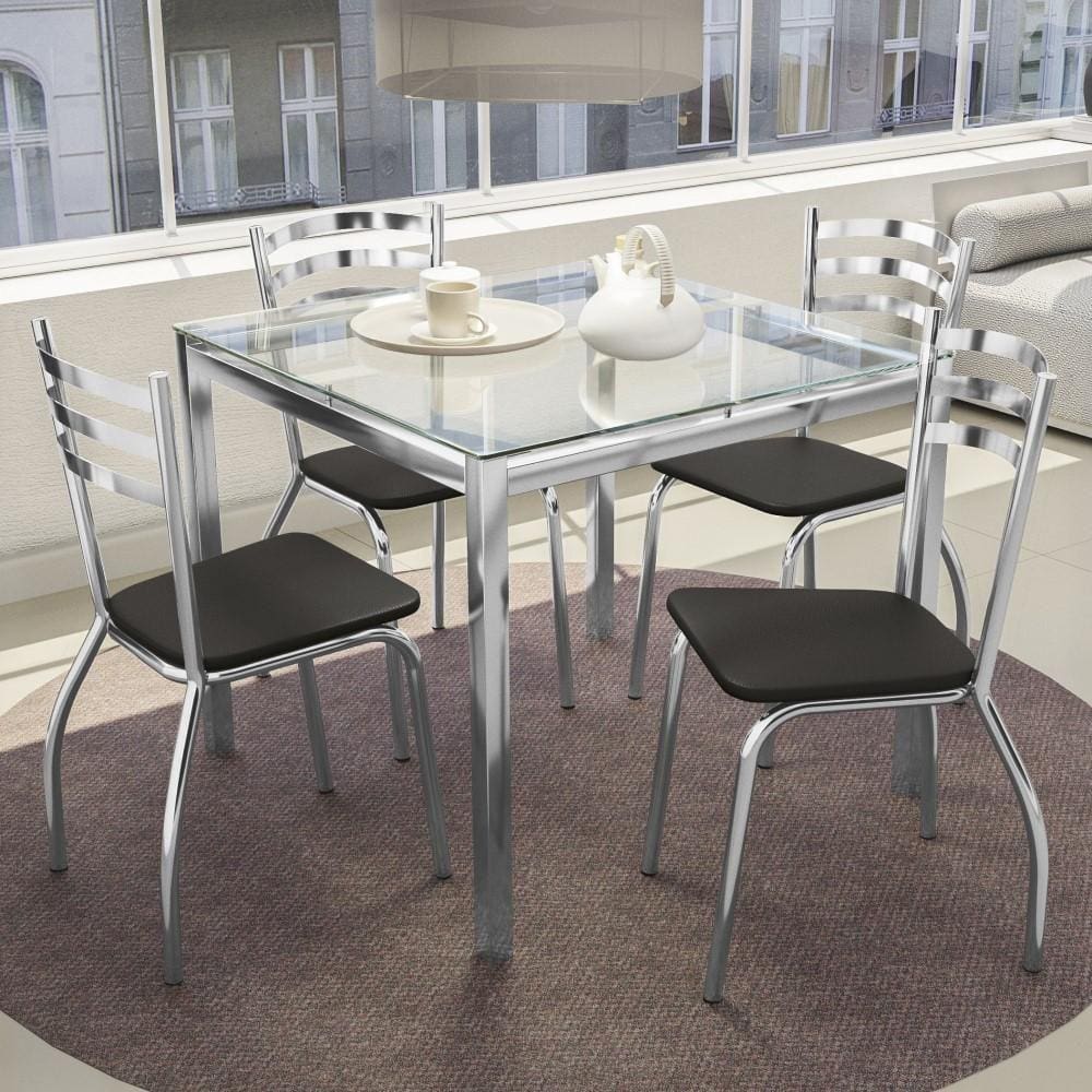 X Kit Conjunto Mesa Quadrada Cadeiras X Cm Sala De Jantar