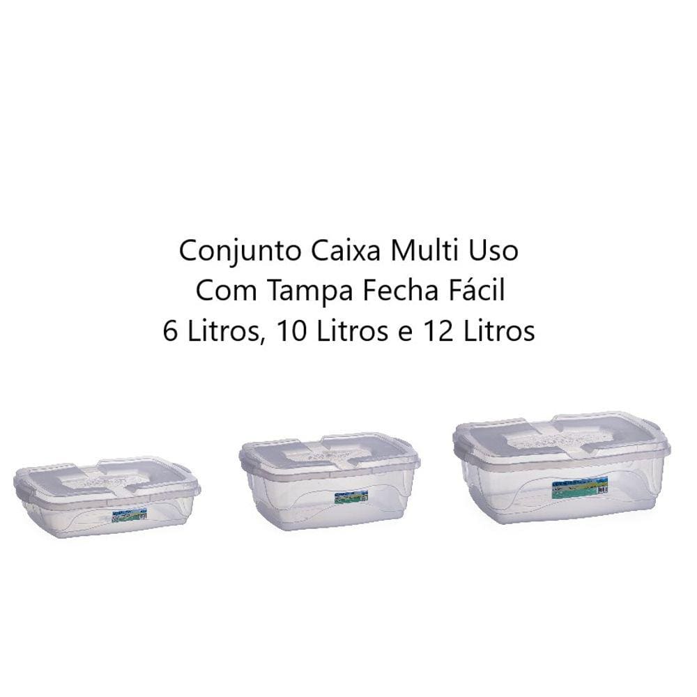 Caixas Plasticas C Tampa Organizadora Multi Uso Litros Pleion