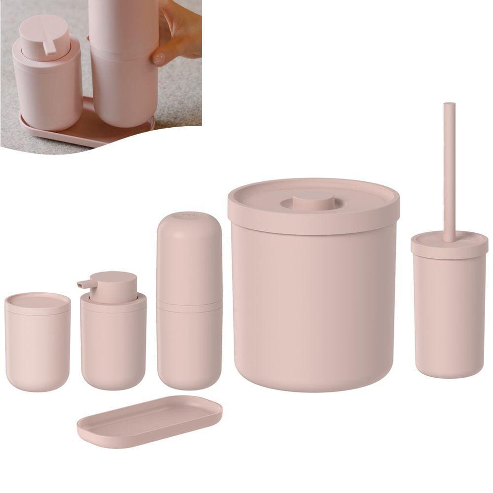 Kit Banheiro Lixeira E Porta Escova Sanitaria Rosa Casas Bahia