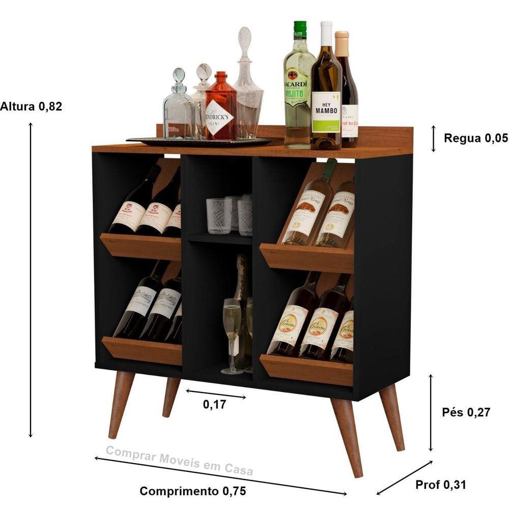 Bar Barzinho De Parede Adega Garrafas Mdf Aparador Bebidas