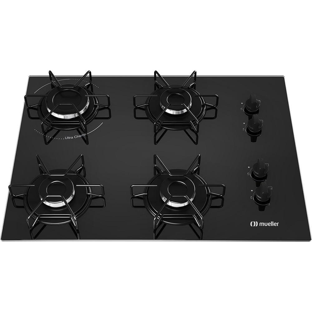 Cooktop Mueller 4 Bocas Queimador Ultra Chama Preto Bivolt Casas