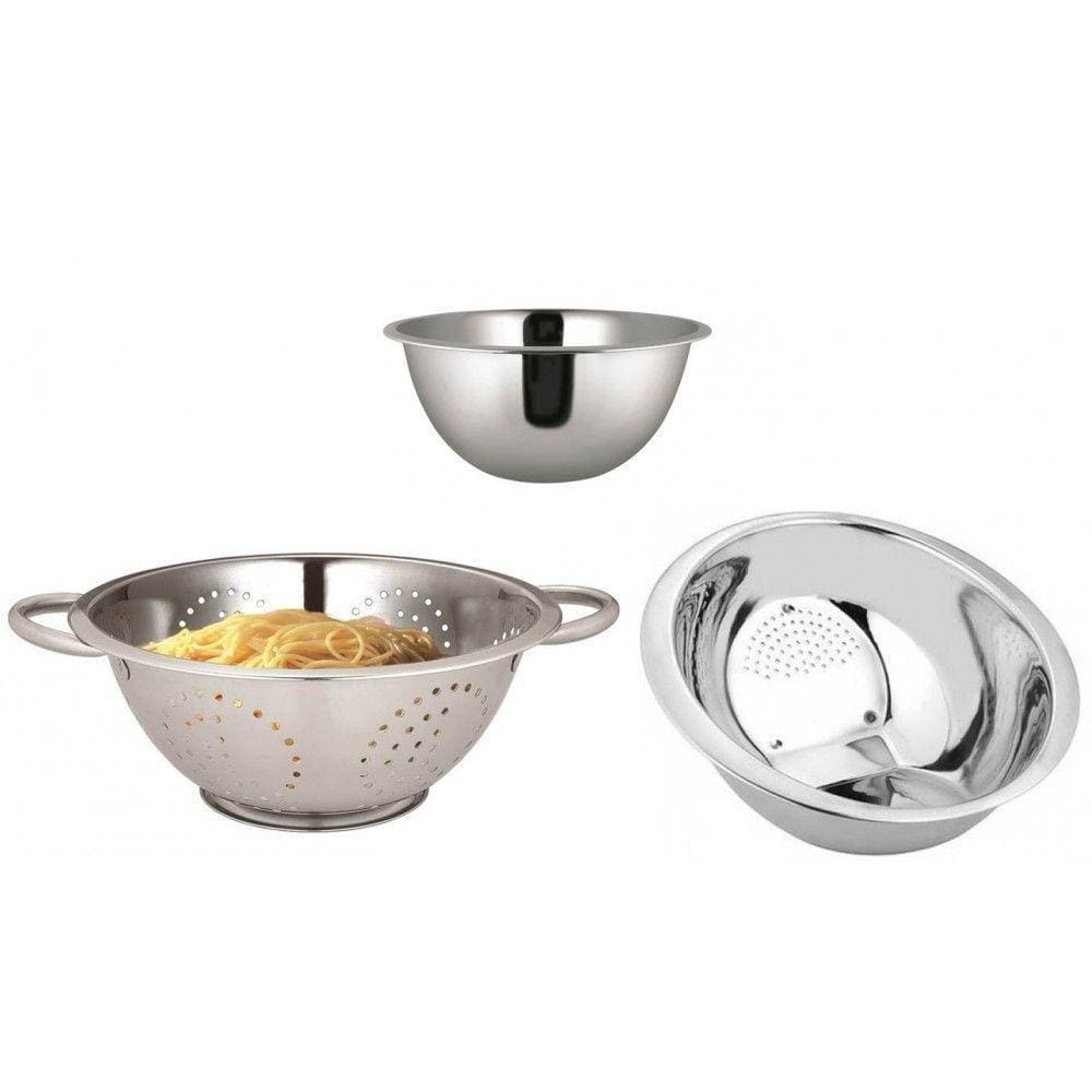 Conjunto Aco Inox Pecas Escorredor Arroz Macarrao E Bowl Fundo Yazi