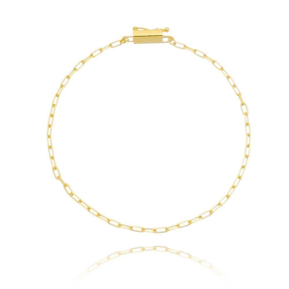 Pulseira Ouro 18k Masculina Groumet Elo Duplo C Fecho Gaveta 23 Cm 3