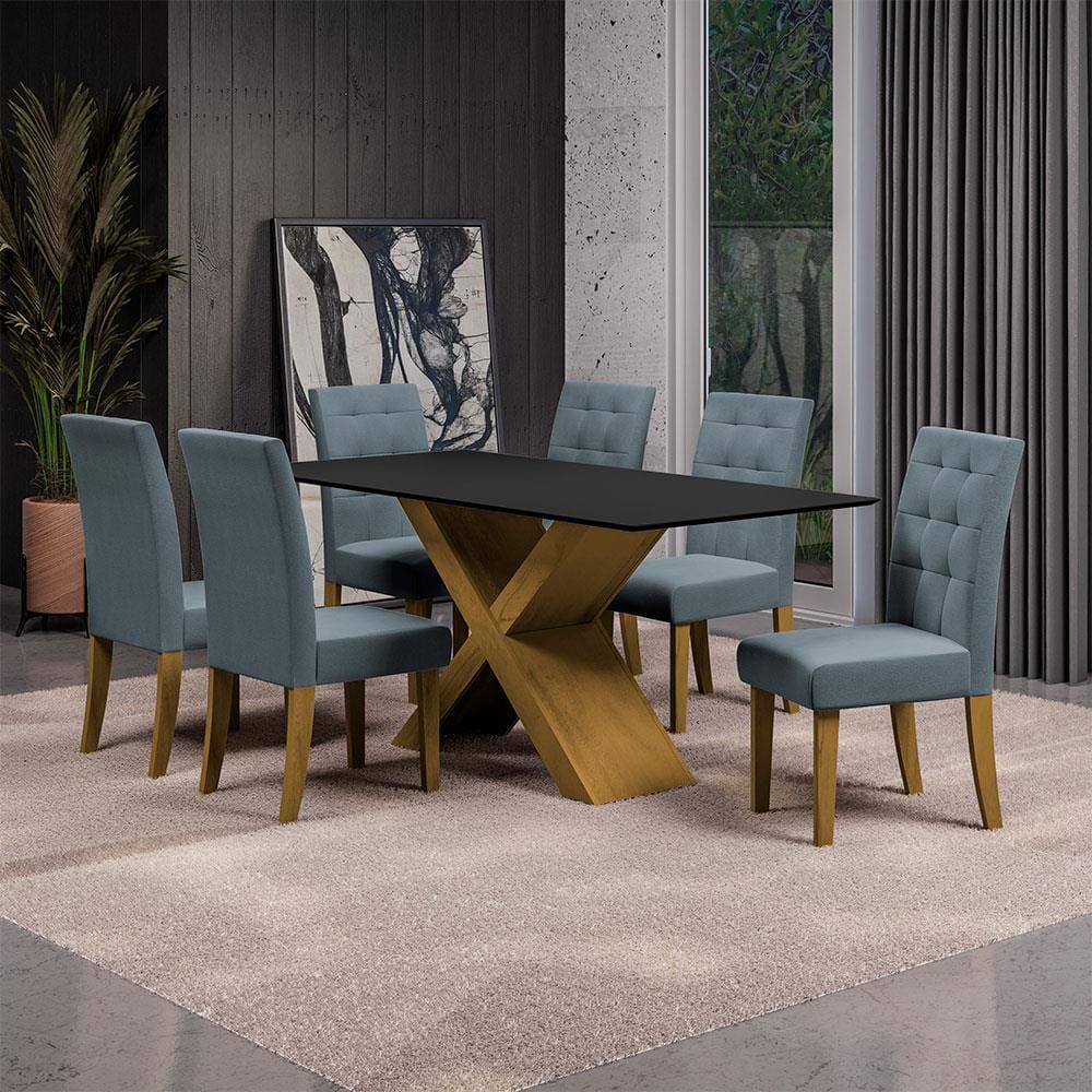 Mesa de Jantar Retangular Dobuê Dubai Light 180x90cm 6 Cadeiras