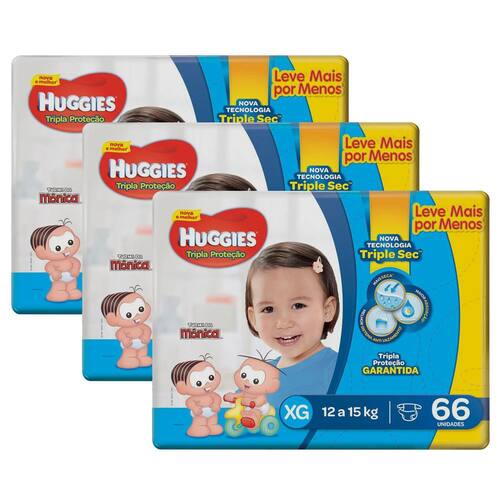 Fralda Huggies Tripla Proteção XG - Kit com 198 Unidades Menor preço em Fralda Huggies Tripla Proteção XG - Kit com 198 Unidades