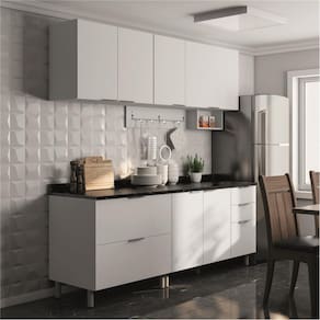 Cozinha Completa Bartira Rubi com 6 Portas, 5 Gavetas e 3 Prateleiras - 200cm de largura