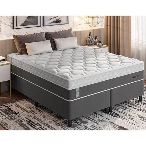 Cama Box + Colchão Queen Size Sealy Roma com Euro Pillow e Molas Ensacadas 67x158x198 cm - Branca/Cinza Menor preço em Cama Box + Colchão Queen Size Sealy Roma com Euro Pillow e Molas Ensacadas 67x158x198 cm - Branca/Cinza