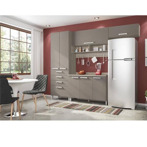 Cozinha Completa Bartira Topázio com 7 Portas, 4 Gavetas e 8 Prateleiras - 270cm de largura é ruim? Cozinha Completa Bartira Topázio com 7 Portas, 4 Gavetas e 8 Prateleiras - 270cm de largura é boa?