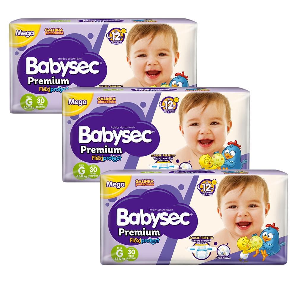 Fralda Babysec Premium G - Kit com 90 Unidades