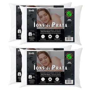 Travesseiro Sonolin Íons de Prata 50x70cm Branco - 4 Unidades