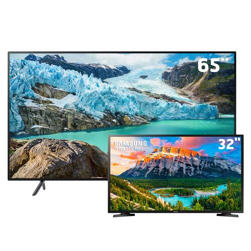 Smart TV LED 65" UHD 4K Samsung 65RU7100 + Smart TV LED 32" HD Samsung 32J4290 Menor preço em Smart TV LED 65" UHD 4K Samsung 65RU7100 + Smart TV LED 32" HD Samsung 32J4290