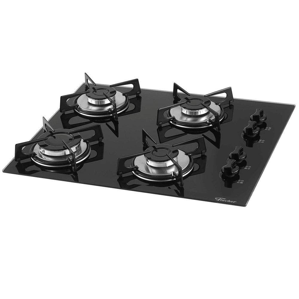Cooktop a gas 4 bocas fischer 1519 forno a gas embutir 70 litros