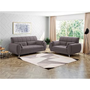 Sofá 3 e 2 Lugares Linoforte Bélgica em Tecido Suede com 4 Almofadas