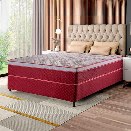 Cama Box de Casal Hellen Strong One Face Espuma D45 62x138x188cm - Vermelho/Branco é boa?