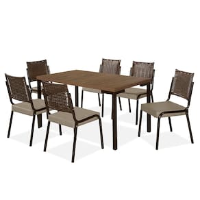 Mesa de Jantar Retangular Aço Nobre Kansas com 6 Cadeiras - Marrom/Castor