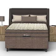 Cama Box Casal Probel Óregon com Euro Pillow e Molas Prolastic 62x138x188 cm - Bege/Marrom