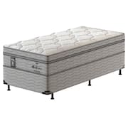 Cama Box Solteiro Probel Alabama com Euro Pillow e Molas Ensacadas 68x88x188 cm - Branco/Cinza