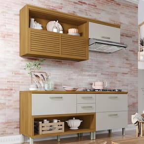Cozinha Compacta Nesher Princesa com 4 Portas 3 Gavetas e 7 Prateleiras - 200cm de largura