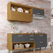 Cozinha Compacta Nesher Princesa com 4 Portas 3 Gavetas e 7 Prateleiras - 200cm de largura