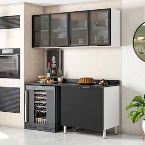 Cozinha Compacta Bartira Rubi com 4 Portas e 2 Prateleiras - 160cm de largura