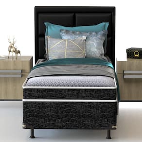 Cama Box de Solteiro Probel Guarda Costas Espuma D20 50x88x188cm - Branco/Preto
