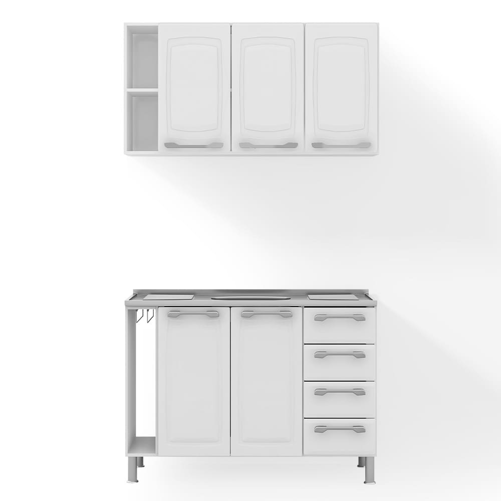 Cozinha Modulada Itatiaia Diamante 2 Peças 5 Portas 4 Gavetas 120cm de Largura