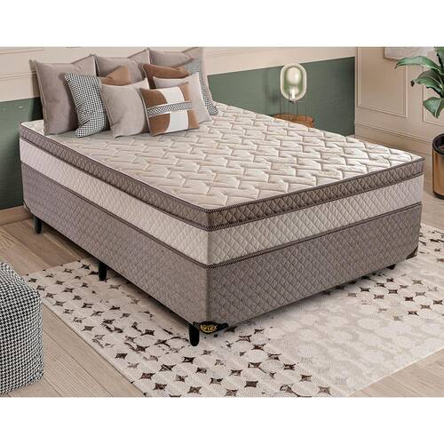 Cama Box de Casal Biflex Versatto com Euro Pillow e Molas Ensacadas 67x138x188cm - Palha/Castor Menor preço em Cama Box de Casal Biflex Versatto com Euro Pillow e Molas Ensacadas 67x138x188cm - Palha/Castor
