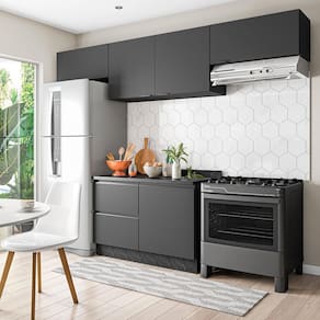 Cozinha Completa Bartira Linea com 5 Portas, 3 Gavetas e 2 Prateleiras - 280cm de largura