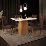 Mesa de Jantar Retangular DJ Móveis Raquel Plus com 4 Cadeiras Revestidas em Suede e Veludo