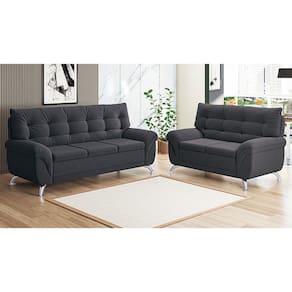 Sofá 3 e 2 Lugares Linoforte Arezzo Revestido em Tecido Suede com Larguras de 202cm e 152cm