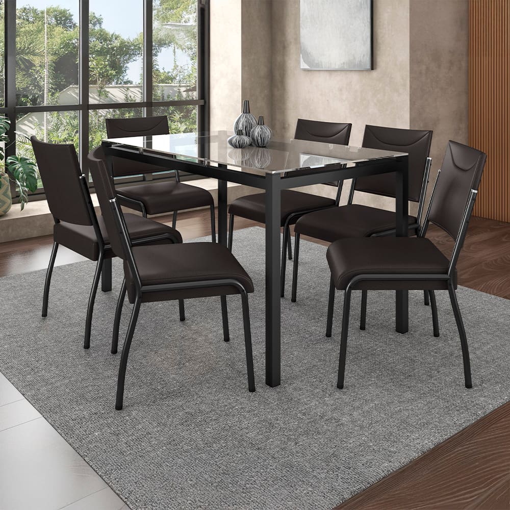 Conjunto Mesa de Jantar 1,80m com 6 cadeiras - EFRATA I