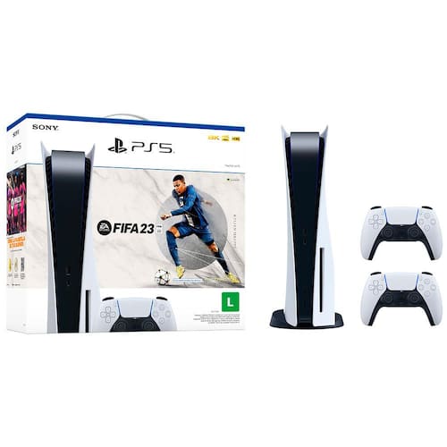 Console Playstation 5 825GB SSD FIFA 23 Bundle + Controle Sony DualSense Branco Menor preço em Console Playstation 5 825GB SSD FIFA 23 Bundle + Controle Sony DualSense Branco