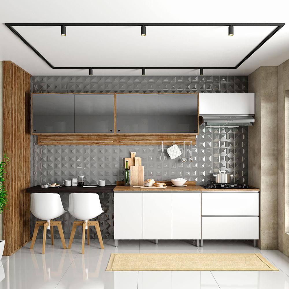 Cozinha Compacta Bartira Amazonita com 9 Portas, 1 Gaveta | Casas