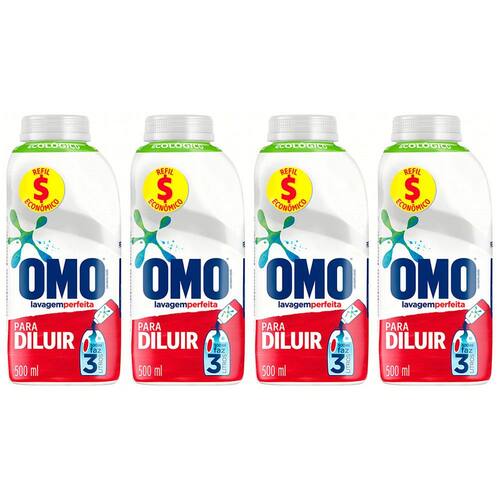 Sabão Líquido Omo Concentrado Lavagem Perfeita 500ml - 4 Unidades Menor preço em Sabão Líquido Omo Concentrado Lavagem Perfeita 500ml - 4 Unidades