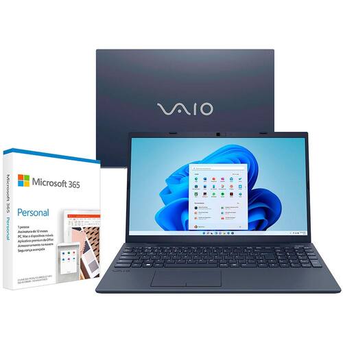 Notebook VAIO Core i3- 1115G4 8GB 256 SSD Tela Full HD 15.6" Windows 11 FE15 VJFE55F11X-BO111H + Microsoft 365 Personal com 1TB na Nuvem Menor preço em Notebook VAIO Core i3- 1115G4 8GB 256 SSD Tela Full HD 15.6" Windows 11 FE15 VJFE55F11X-BO111H + Microsoft 365 Personal com 1TB na Nuvem