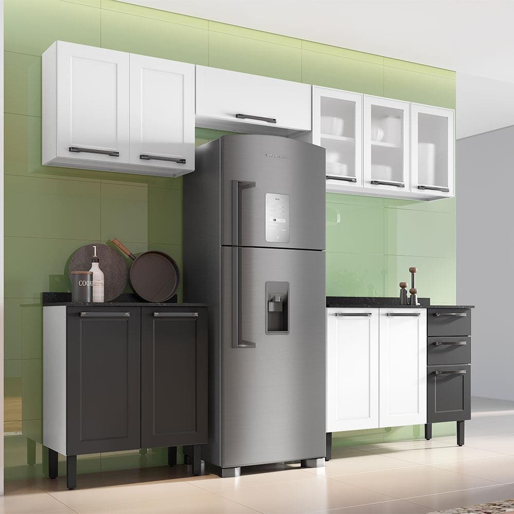 Cozinha Compacta Itatiaia Florença com 11 Portas, 2 Gavetas e 9 Prateleiras - 245cm de largura