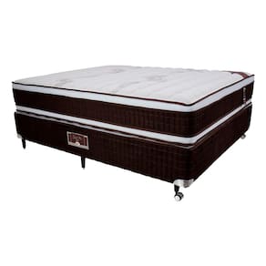 Cama Box Viúva Castor Selle P Double com Revestimento em Tecido Suede + Colchão com Molejo Tecnopedic, Euro Pillow 34x128x198cm – Marrom e Bege