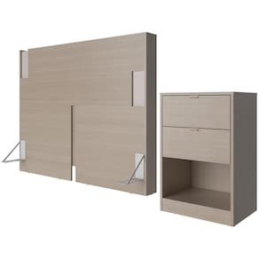 Cabeceira para Cama Box Casal e Queen Bartira Diplomata com Revestimento em Pintura UV + Mesa Bartira Diplomata com 2 Gavetas