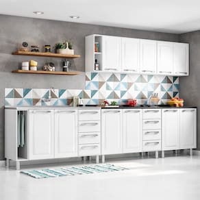 Cozinha Modulada Itatiaia Diamante com 5 peças, 11 portas e 8 gavetas - 295 cm de largura