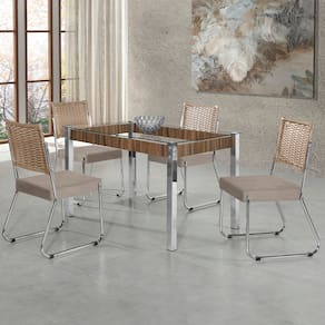 Mesa de Jantar Aço Nobre Cláudia com Tampo Kanon e 4 Cadeiras