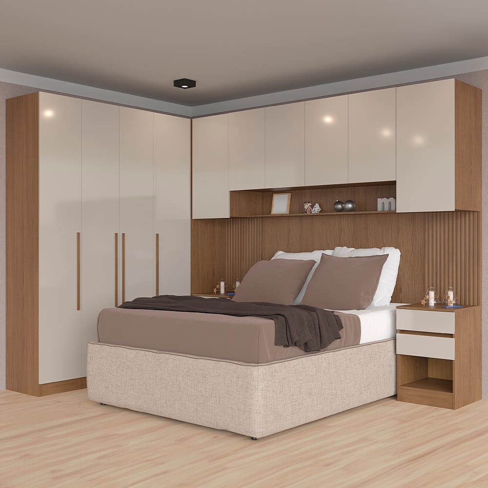Guarda-roupa Modulado Casal Bartira Lugano 10 Portas 6 Gavetas 14 Prateleiras 6 Peças – Avelã/Capuccino