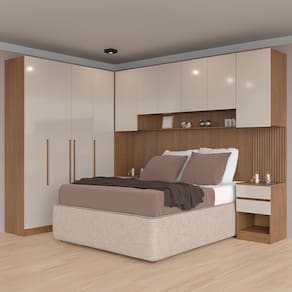Guarda-roupa Modulado Queen Bartira Lugano 10 Portas, 6 Gavetas e 14 Prateleiras 6 Peças - Avelã/Capuccino