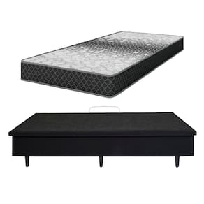 Cama Box Solteiro MGA Lift com Baú e Pistão a Gás + Colchão Umaflex Thor Espuma D33 19x88x188cm – Preta e Cinza