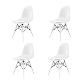 Conjunto com 4 Cadeiras de Jantar SeatCo Eames em Polipropileno DSW com Pés Palito