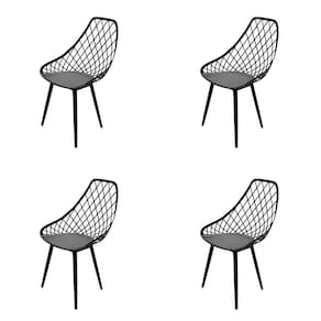 Conjunto com 4 Cadeiras de Jantar SeatCo Kayla Garden Com Pés Palito – Preta